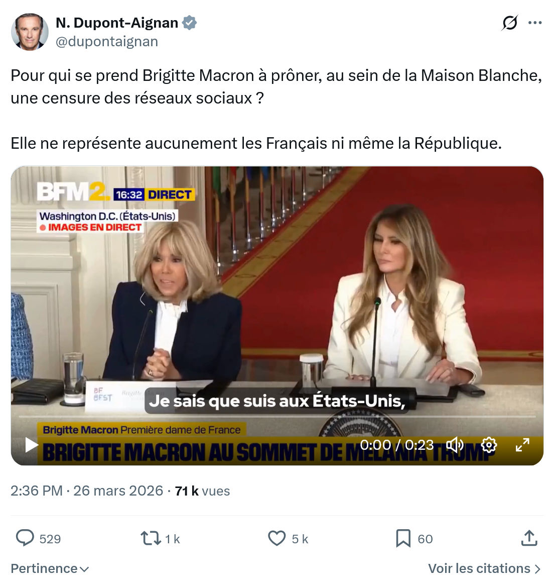 Nicolas Dupont-Aignan: Pour qui se prend Brigitte Macron…