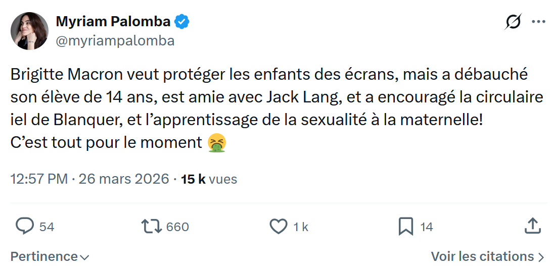 Myriam Palomba: Brigitte Macron veut protéger les enfants…