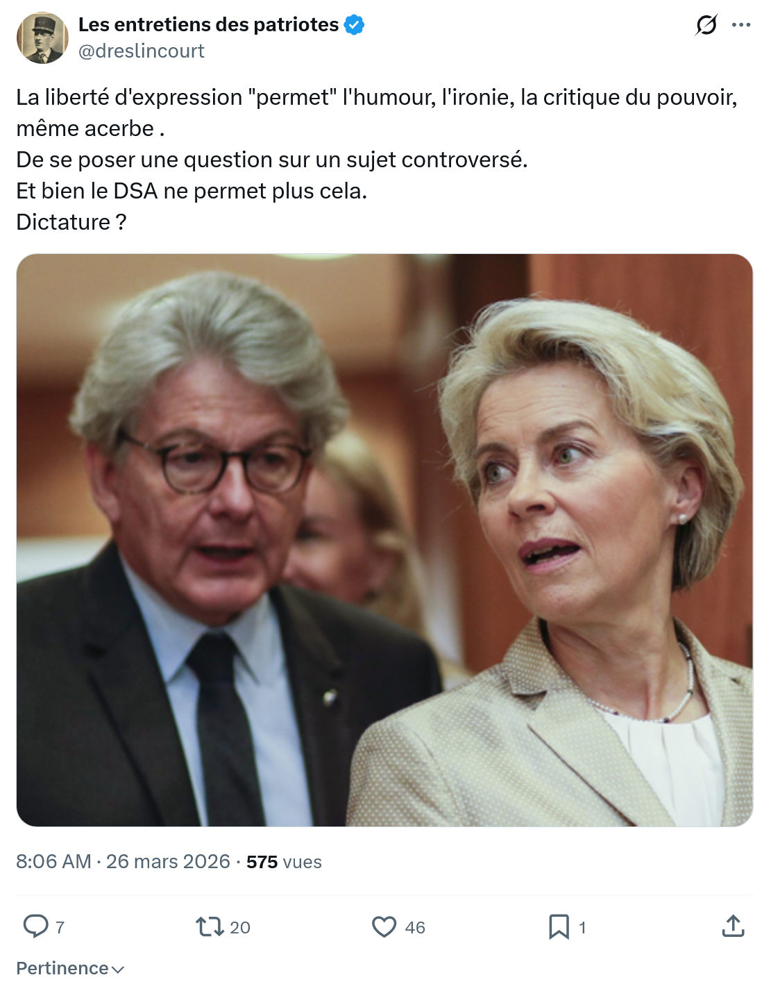 Marquis de Dreslincourt: La liberté d'expression "permet"…