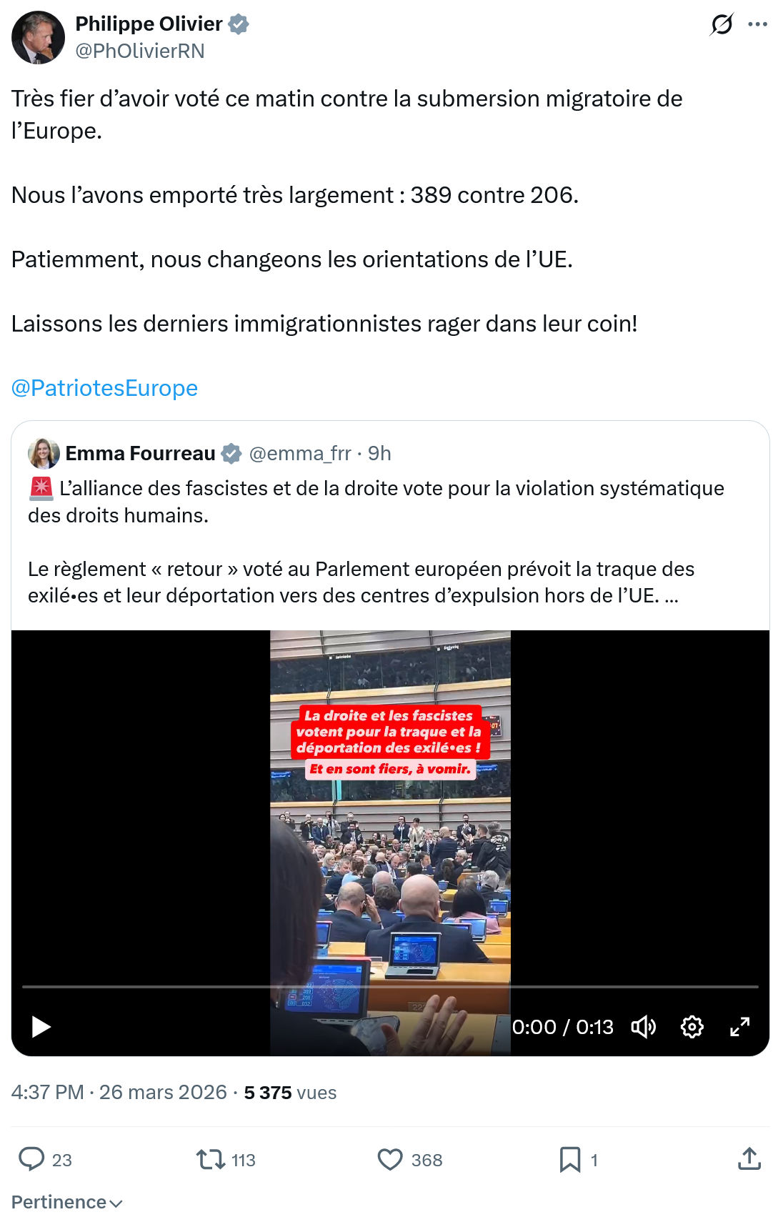 Philippe Olivier: Très fier d’avoir voté ce matin…