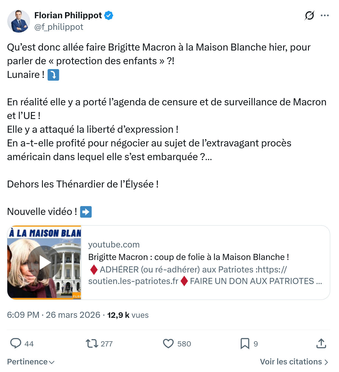 Florian Philippot: Qu’est donc allée faire Brigitte Macron…
