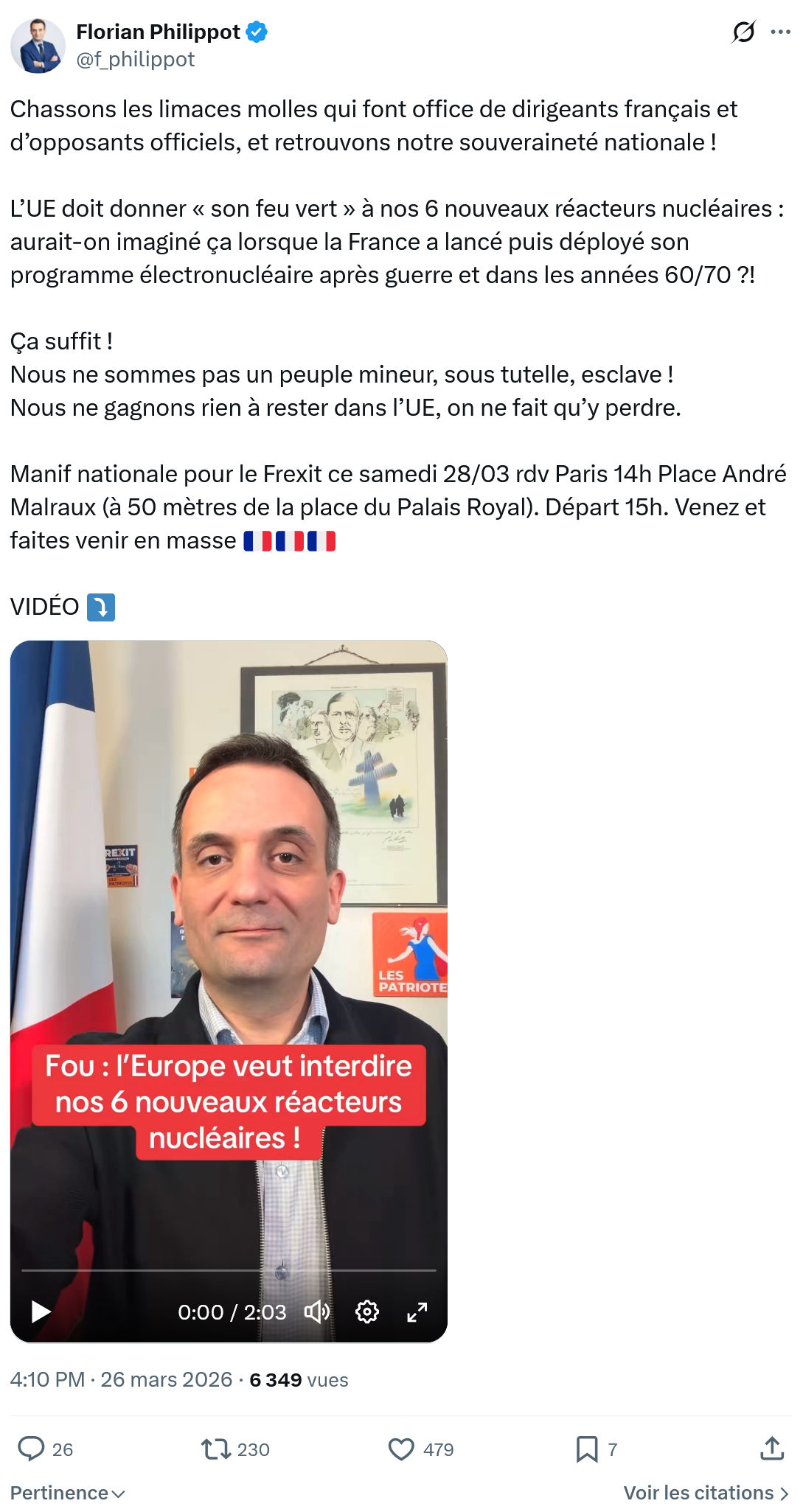 Florian Philippot: Chassons les limaces molles qui font office…