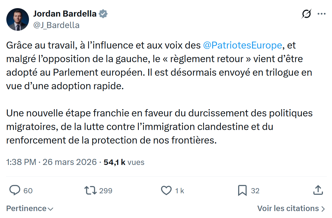 Jordan Bardella: Grâce au travail…