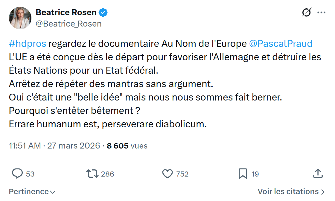 Béatrice Rosen: #hdpros regardez le documentaire…