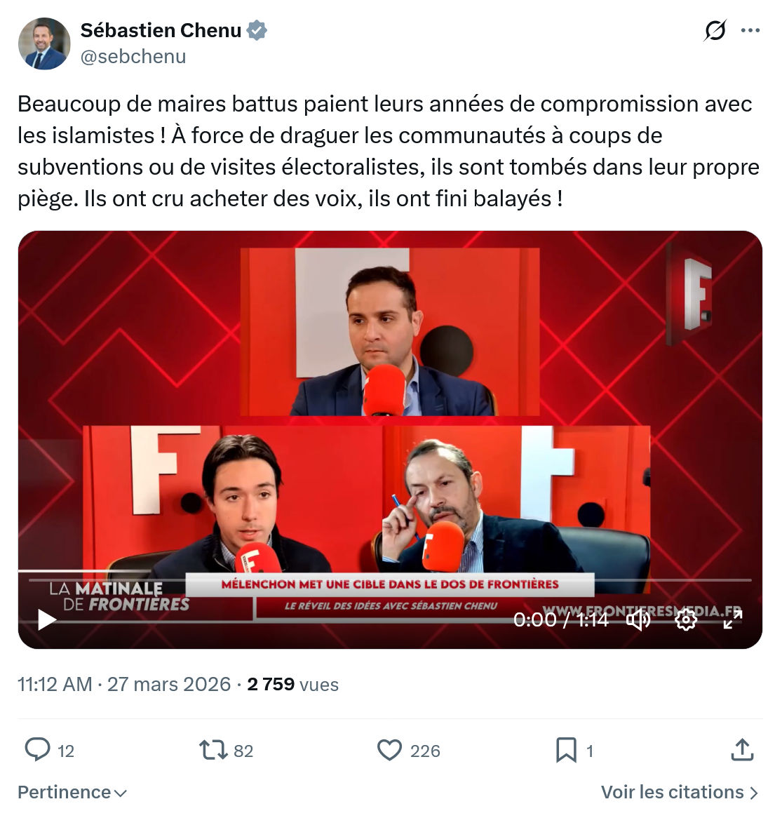 Sébastien Chenu: Beaucoup de maires battus…
