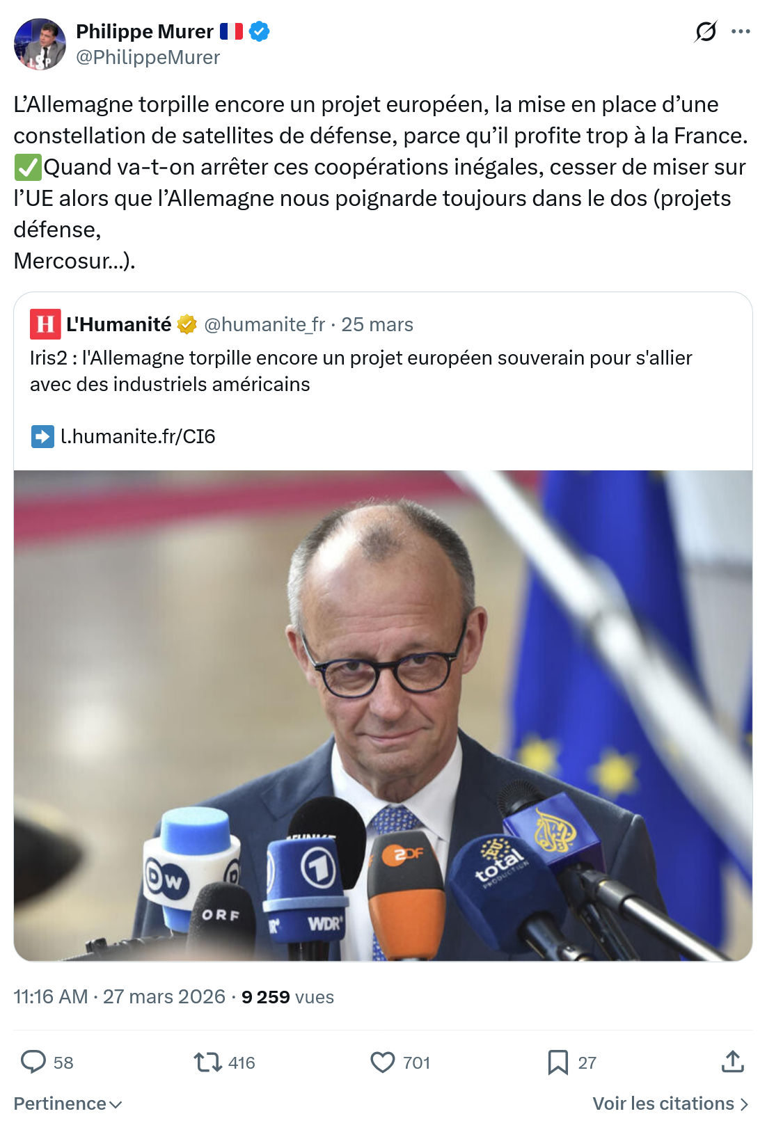 Philippe Murer: L’Allemagne torpille encore un projet européen…