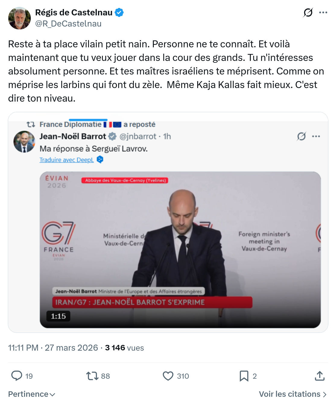 Régis de Castelnau: Reste à ta place vilain petit nain…