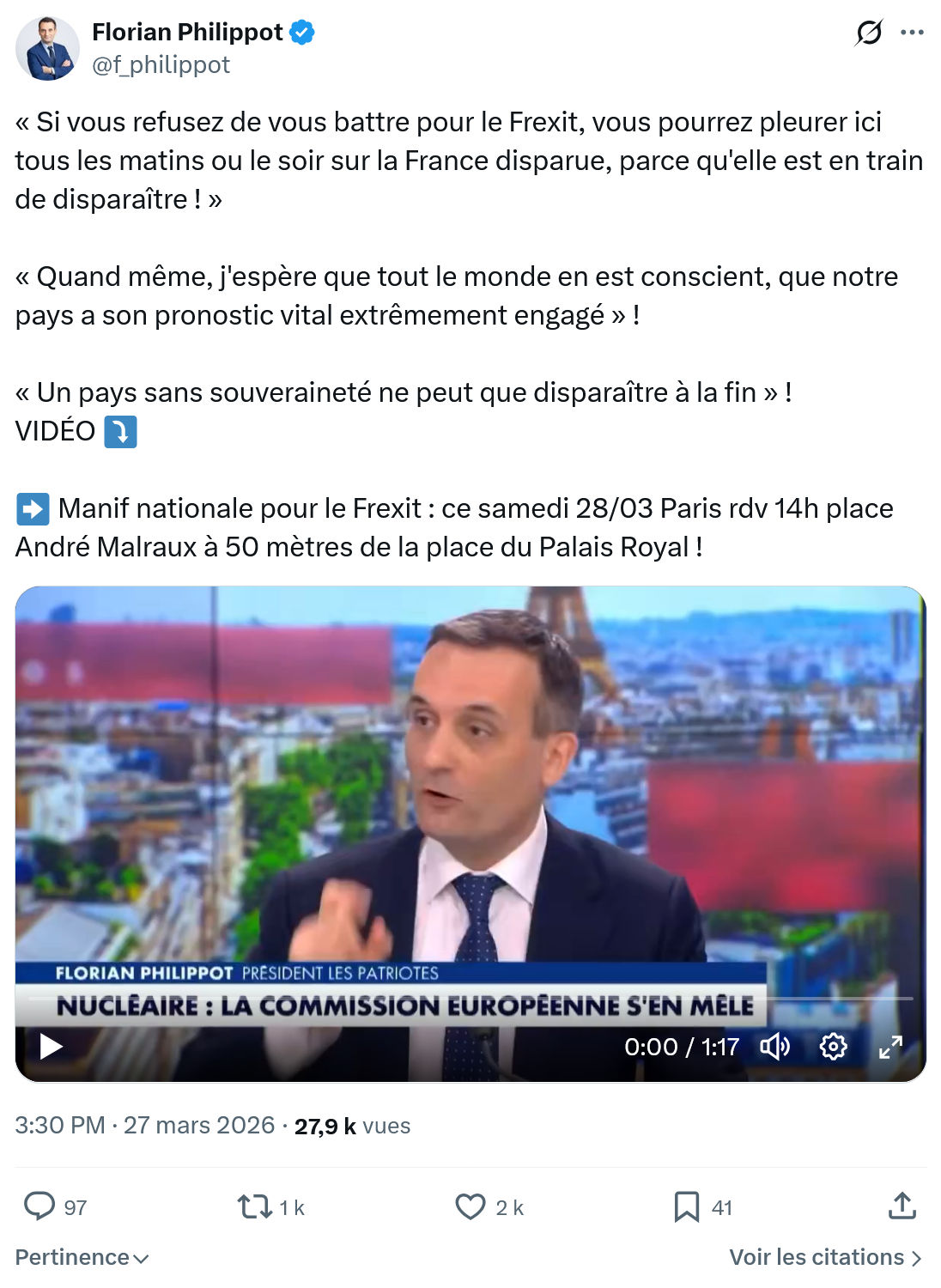 Florian Philippot: Si vous refusez de vous battre…