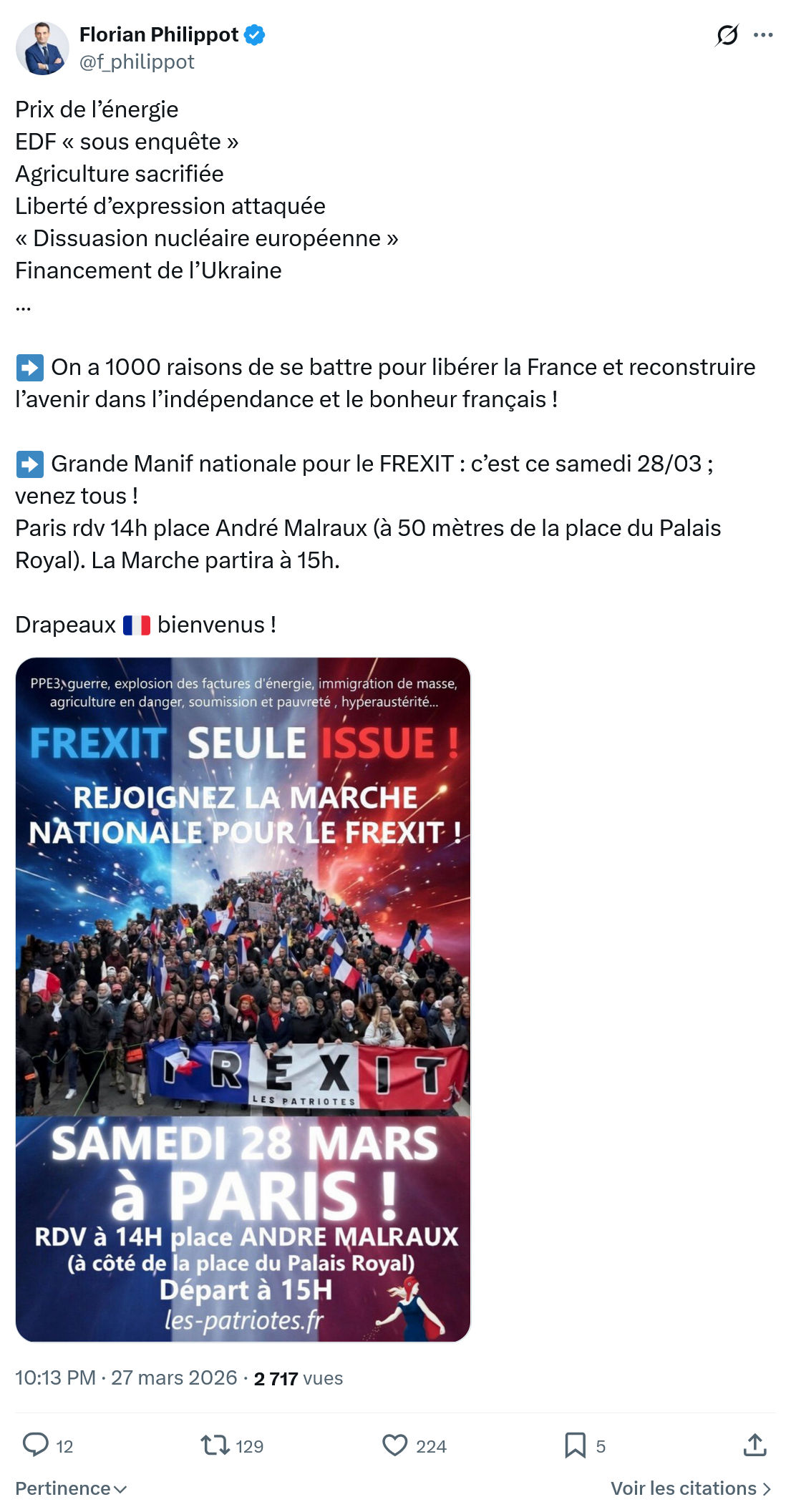 Florian Philippot: Prix de l’énergie EDF « sous enquête »…