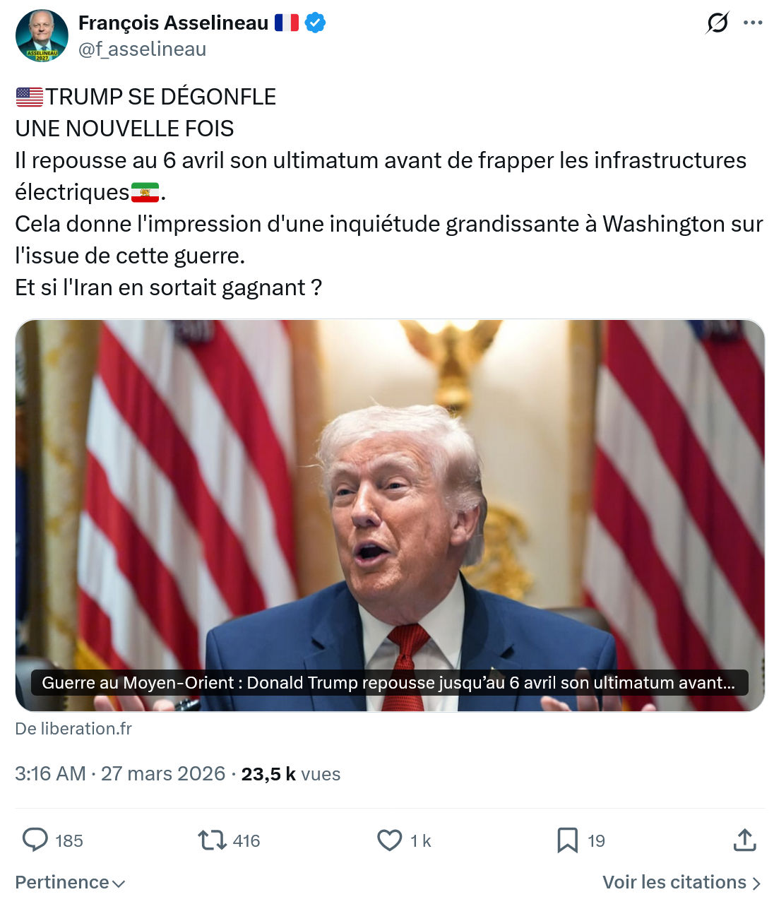 Francois Asselineau: TRUMP SE DÉGONFLE UNE NOUVELLE FOIS…