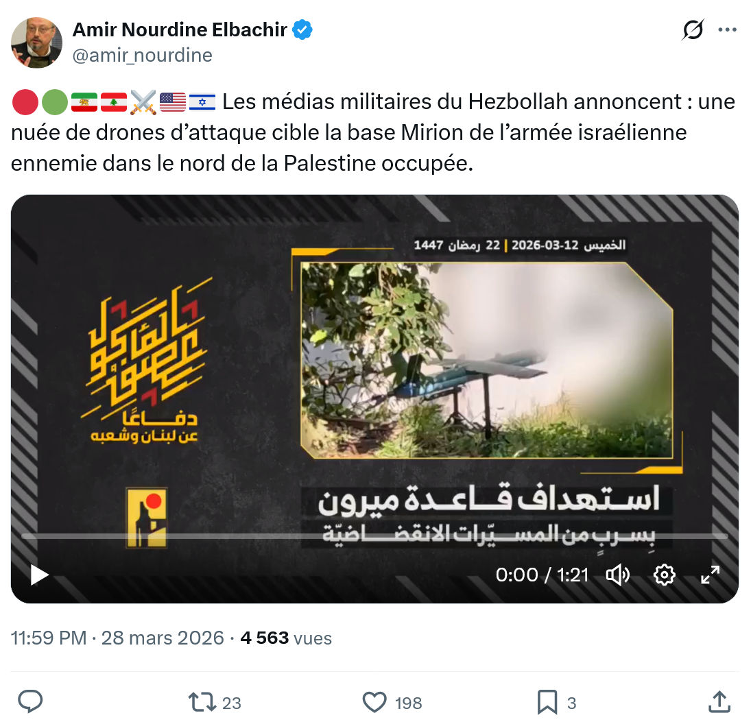Amir Nourdine Elbachir: Les médias militaires du Hezbollah annoncent…