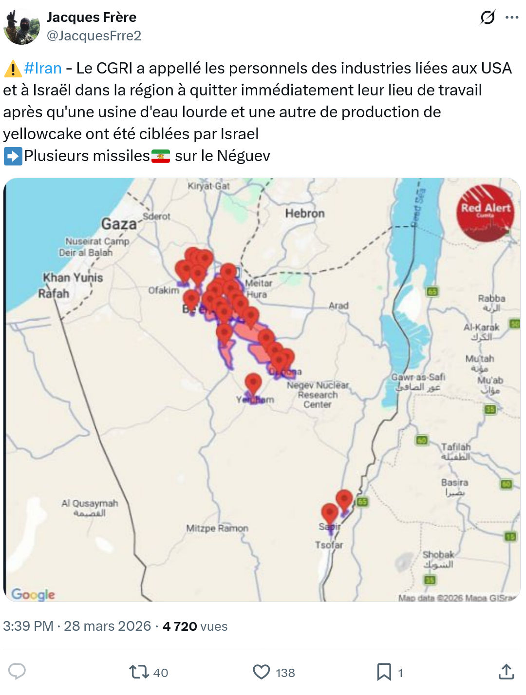 Jacques Frère: #Iran - Le CGRI a appellé les personnels…