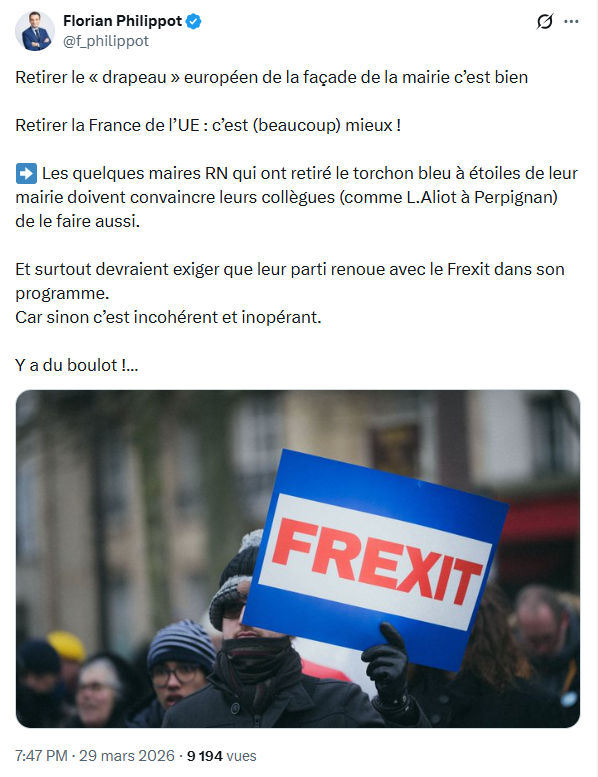 Florian Philippot: Retirer le « drapeau » européen de la façade…