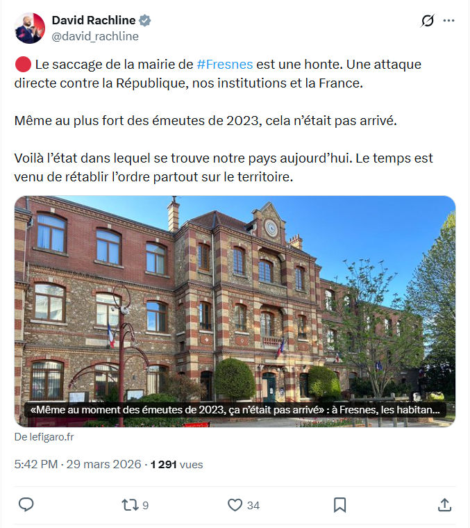 David Rachline: Le saccage de la mairie de #Fresnes…