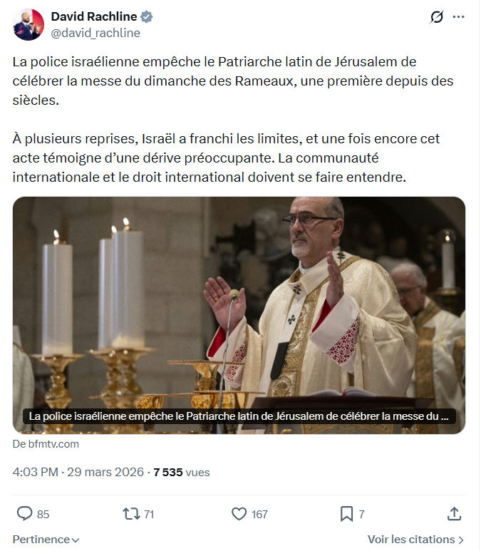 David Rachline: La police israélienne empêche le Patriarche…
