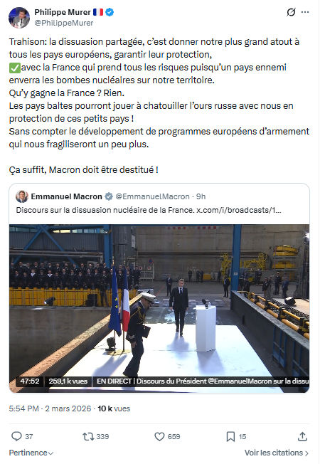 Philippe Murer: Trahison: la dissuasion partagée...