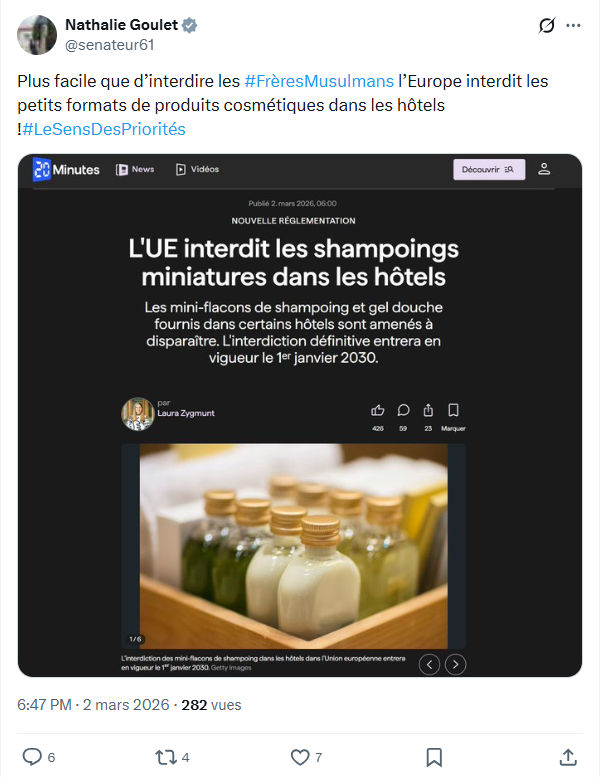 Nathalie Goulet: Plus facile que d’interdire les #FrèresMusulmans...