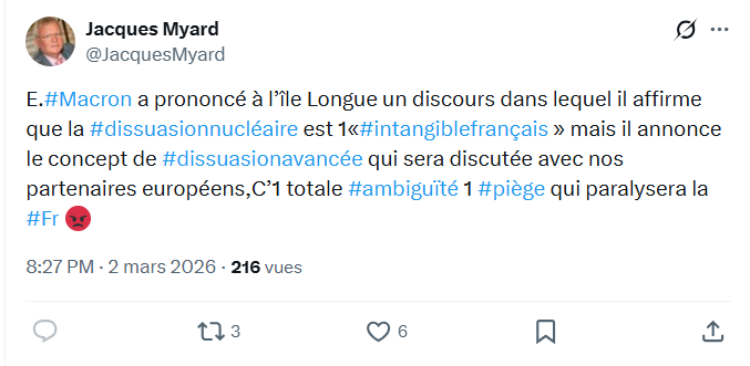 Jacques Myard: E.#Macron a prononcé à l’île Longue un discours...