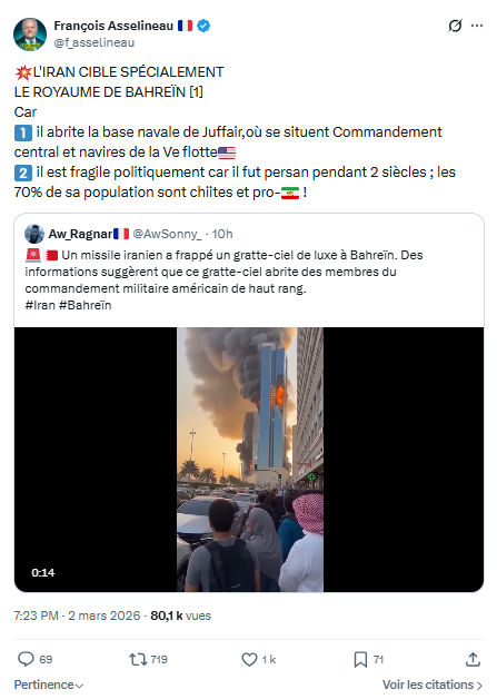 Francois Asselineau: L'IRAN CIBLE SPÉCIALEMENT LE ROYAUME DE BAHREÏN...