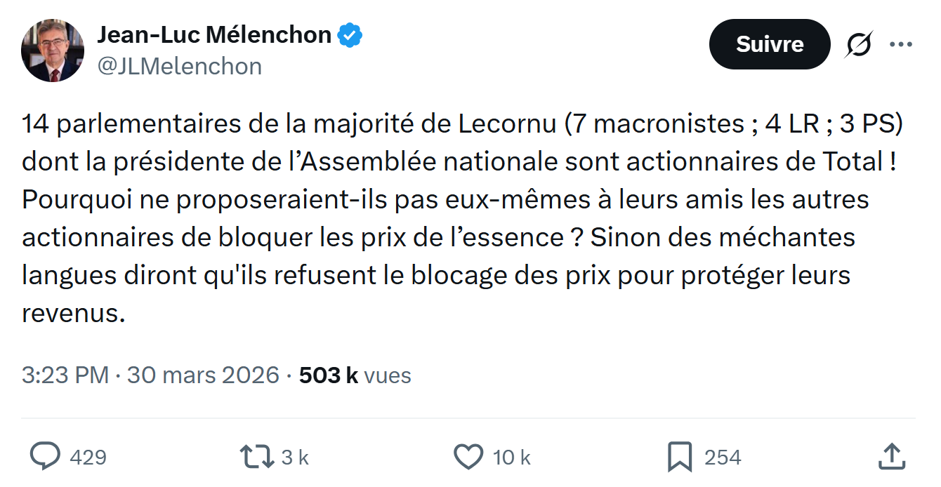 Jean-Luc Mélenchon: 14 parlementaires de la majorité de Lecornu…
