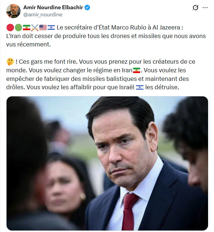 Amir Nourdine Elbachir: Le secrétaire d'État Marco Rubio à Al Jazeera…