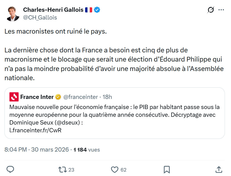 Charles-Henri Gallois: Les macronistes ont ruiné le pays…
