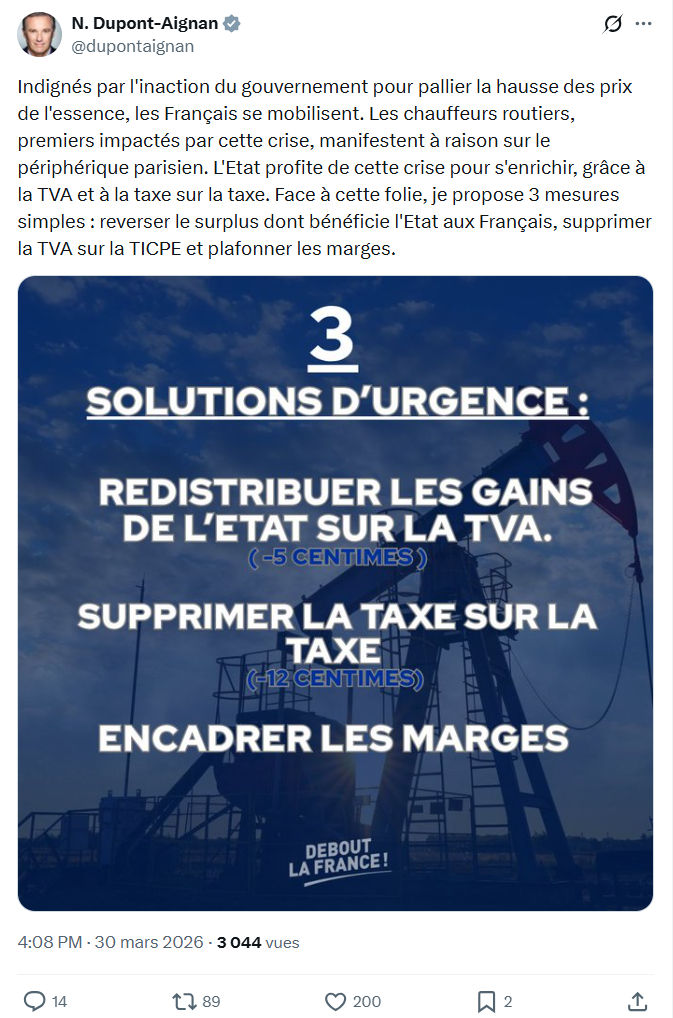 Nicolas Dupont-Aignan: Indignés par l'inaction du gouvernement…