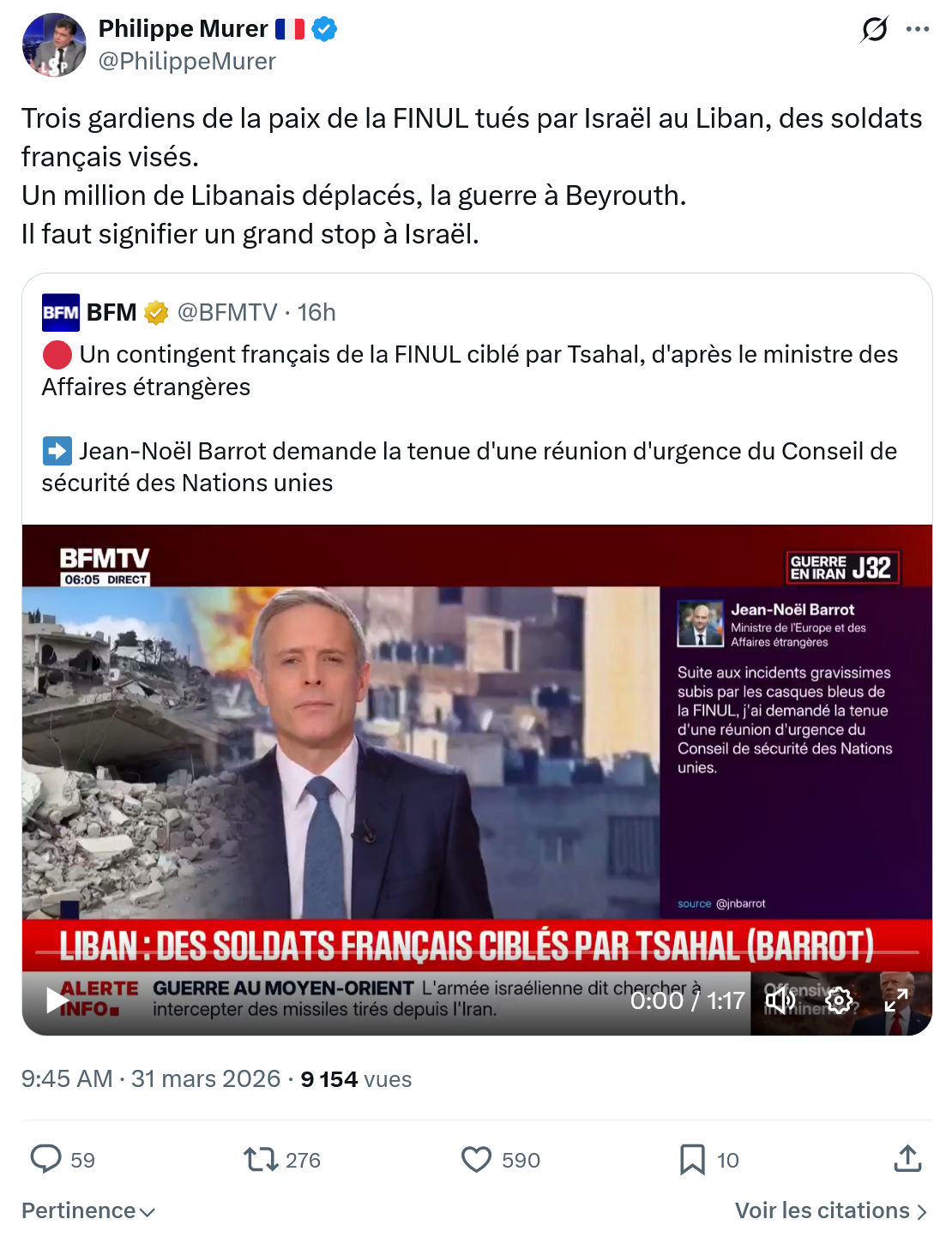 Philippe Murer: Trois gardiens de la paix de la FINUL…
