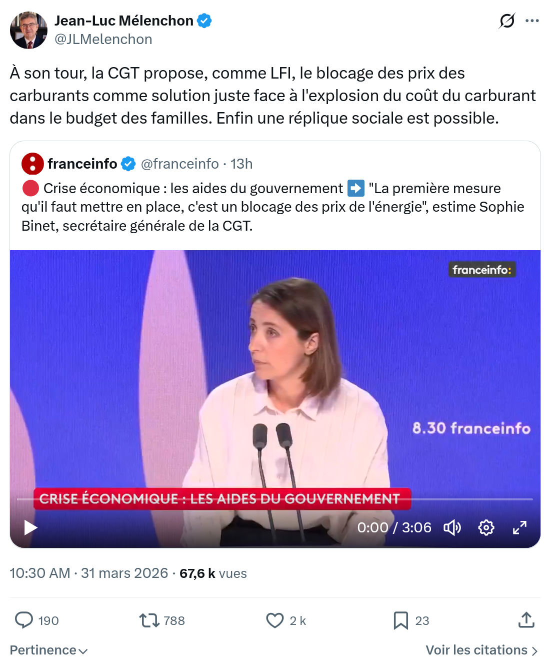 Jean-Luc Mélenchon: À son tour, la CGT propose…