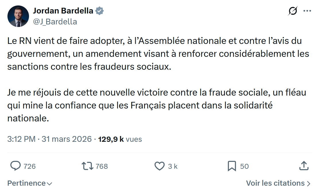 Jordan Bardella: Le RN vient de faire adopter…