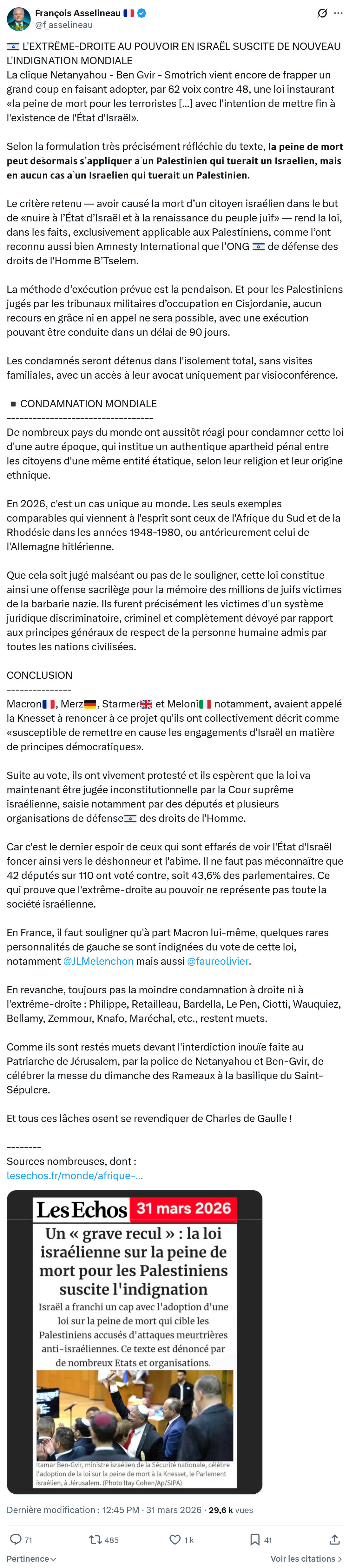 Francois Asselineau: L'EXTRÊME-DROITE AU POUVOIR EN ISRAËL…