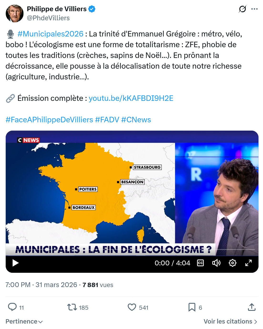 Philippe de Villiers: #Municipales2026…