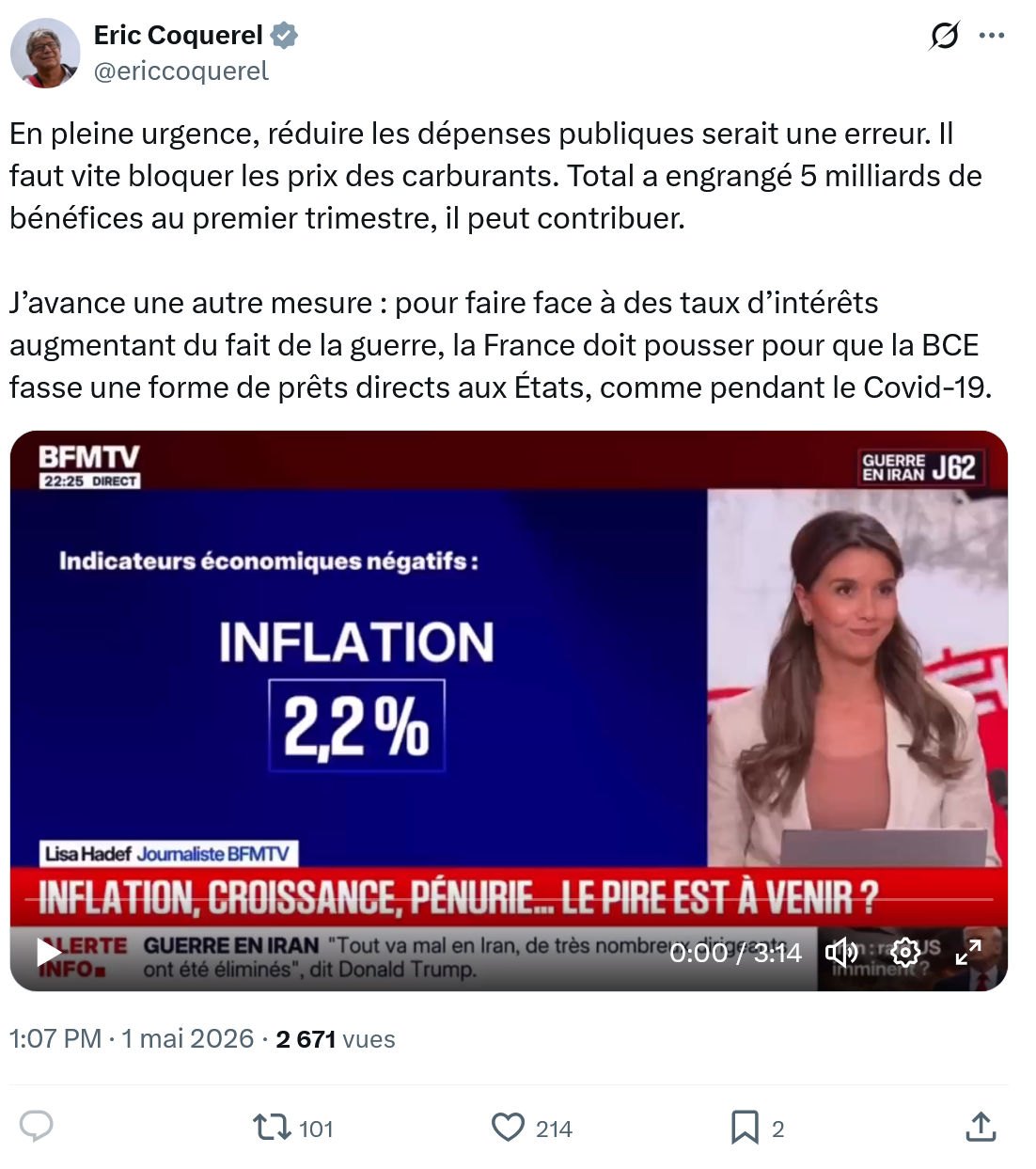 Eric Coquerel: En pleine urgence…