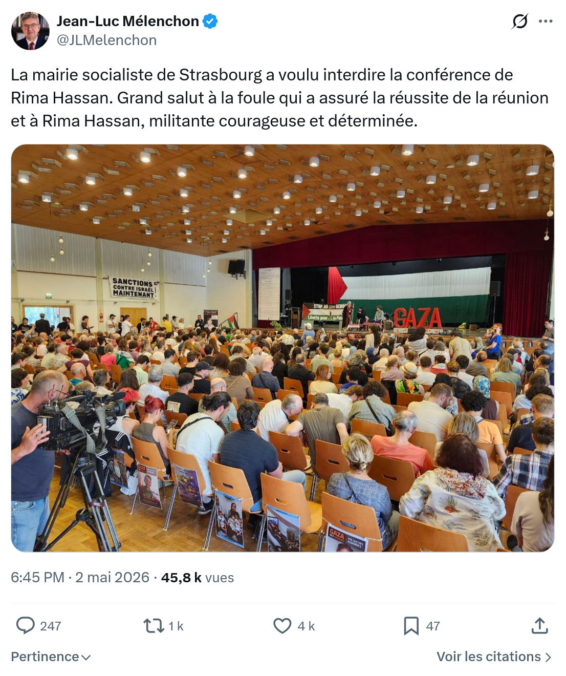 Jean-Luc Mélenchon: La mairie socialiste de Strasbourg…