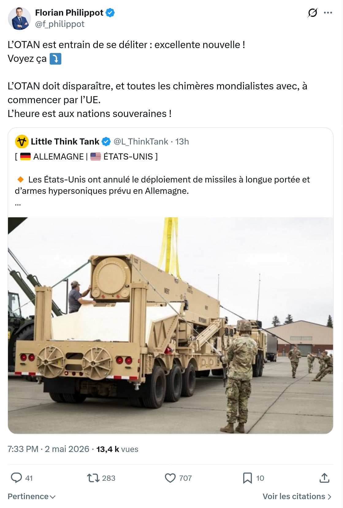 Florian Philippot: L’OTAN est entrain de se déliter…