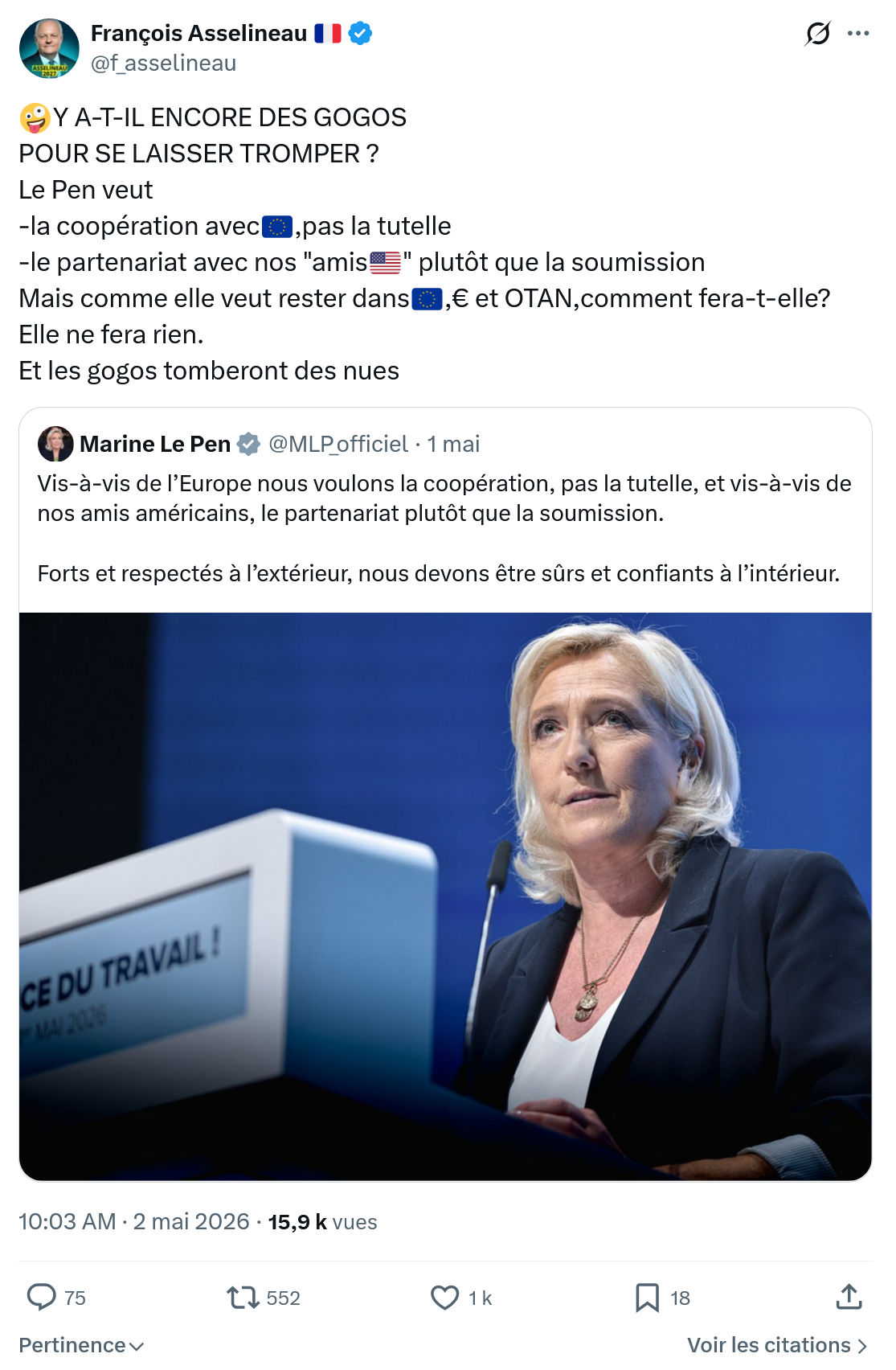 Francois Asselineau: Y A-T-IL ENCORE DES GOGOS…