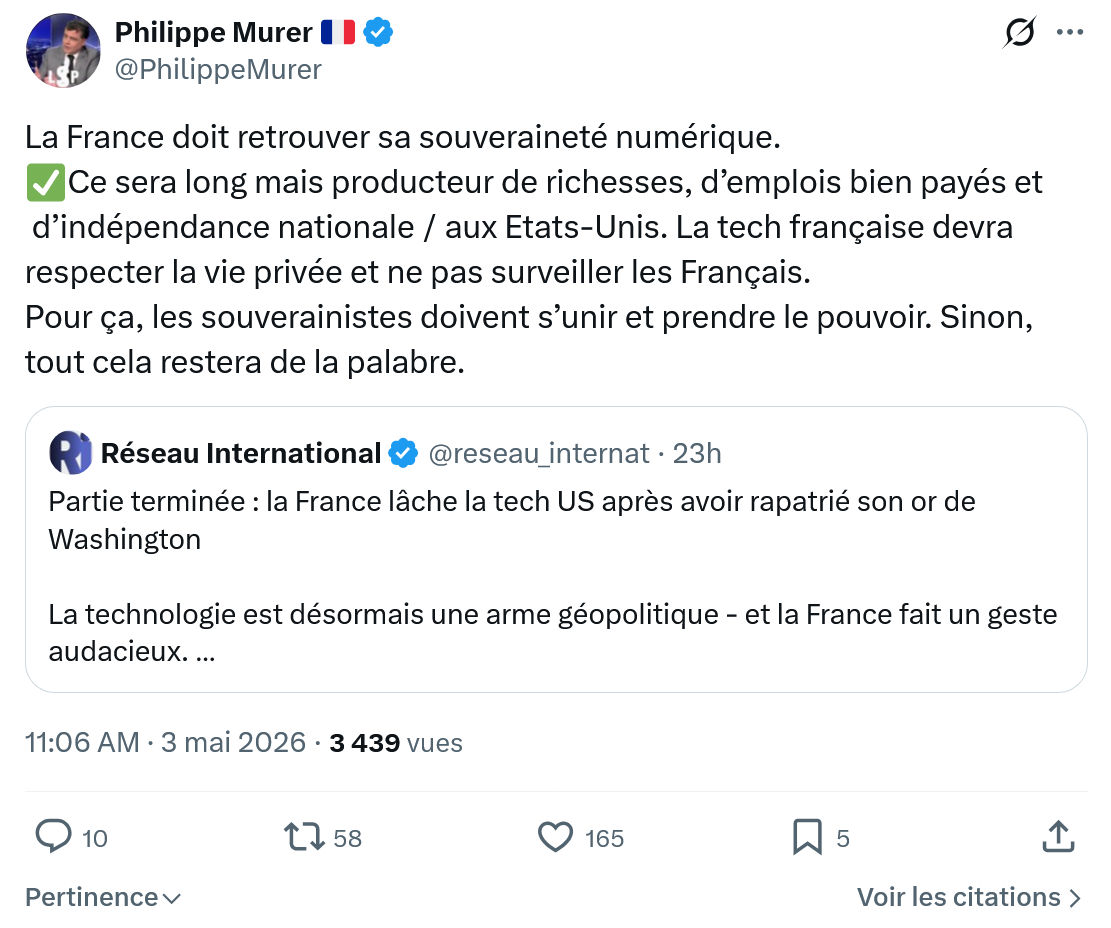 Philippe Murer: La France doit retrouver sa souveraineté numérique…