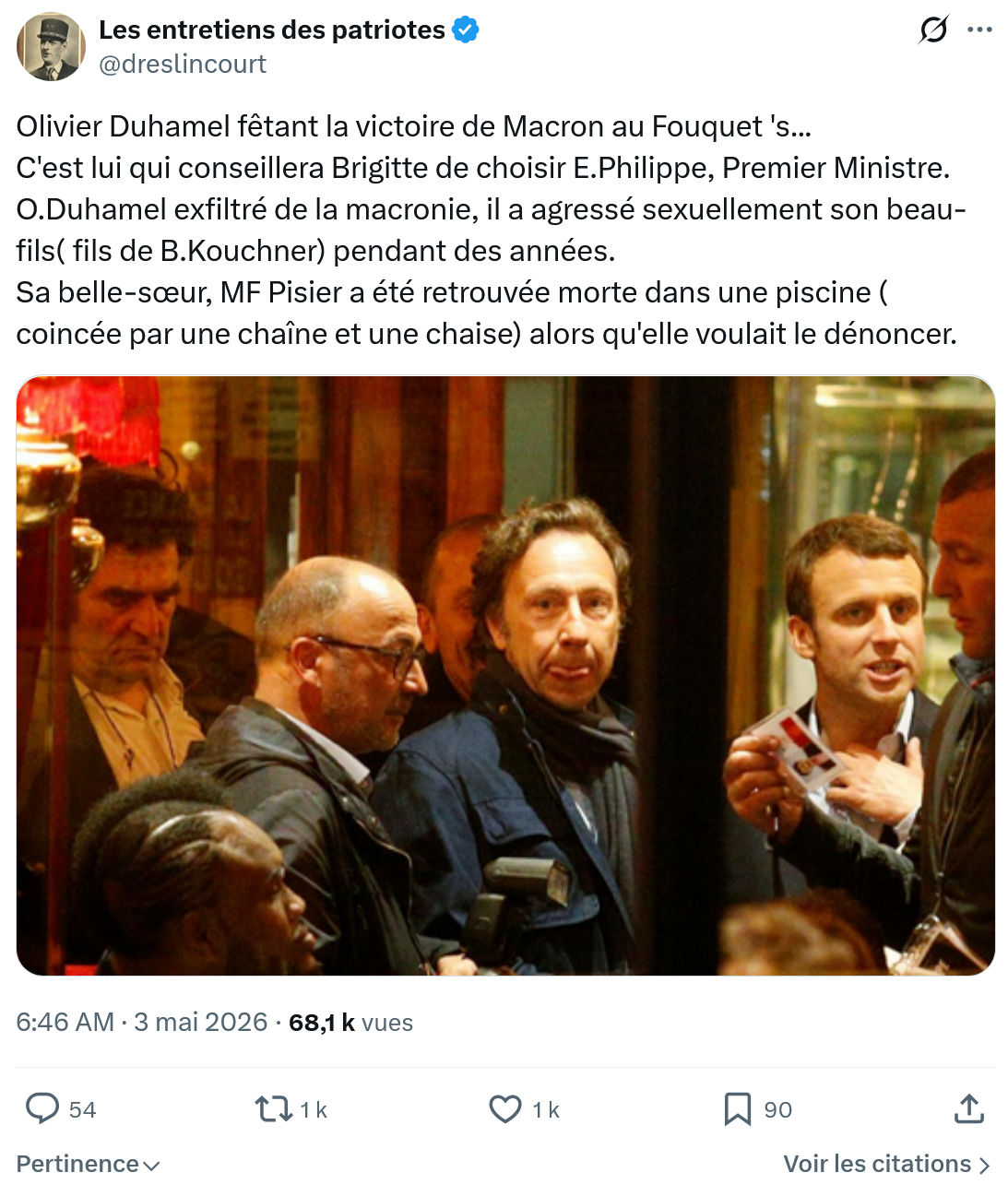 Marquis de Dreslincourt: Olivier Duhamel fêtant la victoire…