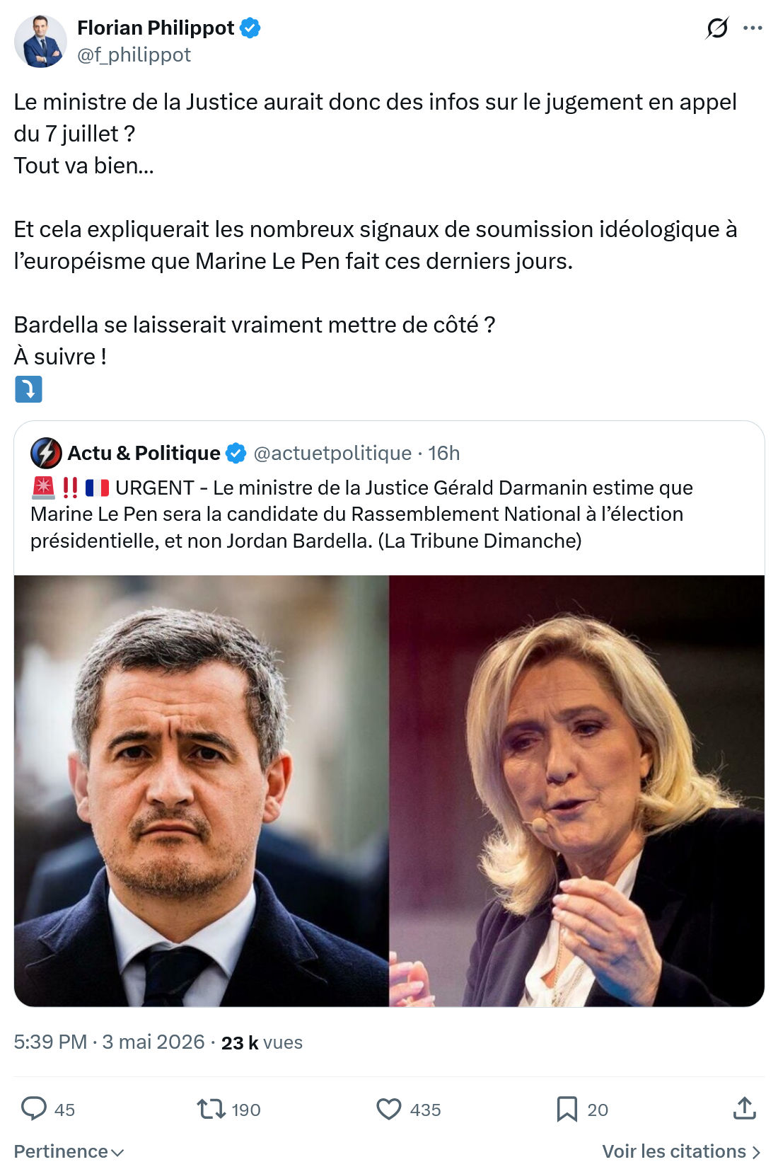 Florian Philippot: Le ministre de la Justice…