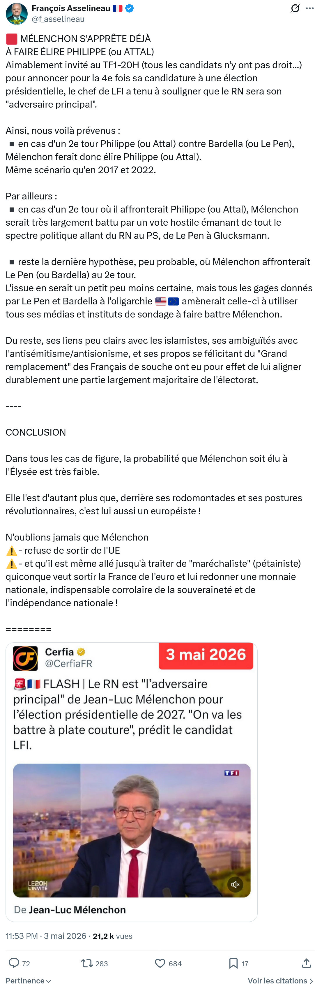 Francois Asselineau: MÉLENCHON S'APPRÊTE DÉJÀ À FAIRE…