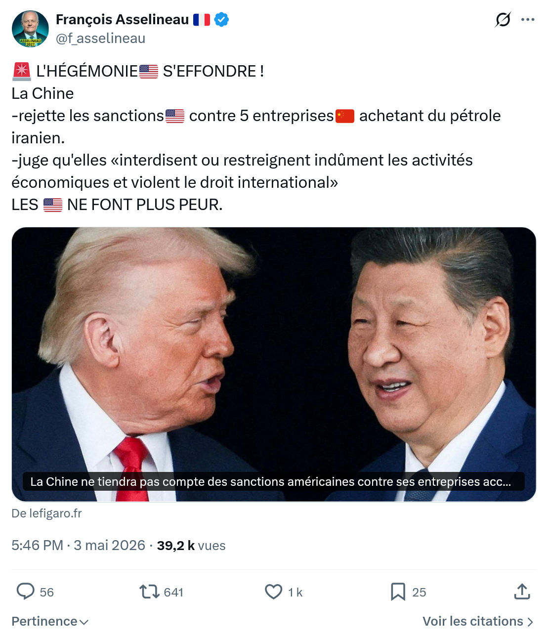 Francois Asselineau: L'HÉGÉMONIE🇺🇸 S'EFFONDRE !…