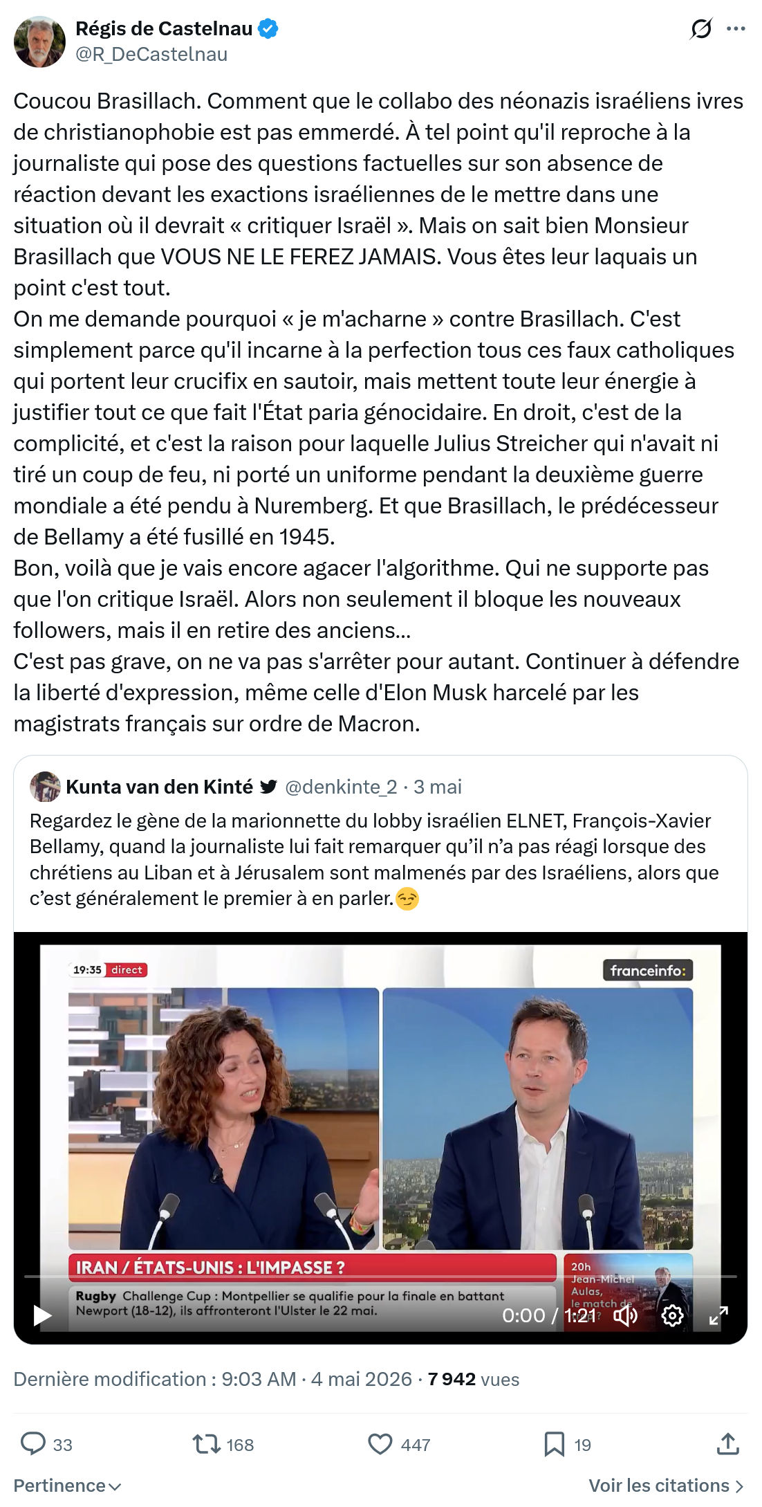 Régis de Castelnau: Coucou Brasillach…