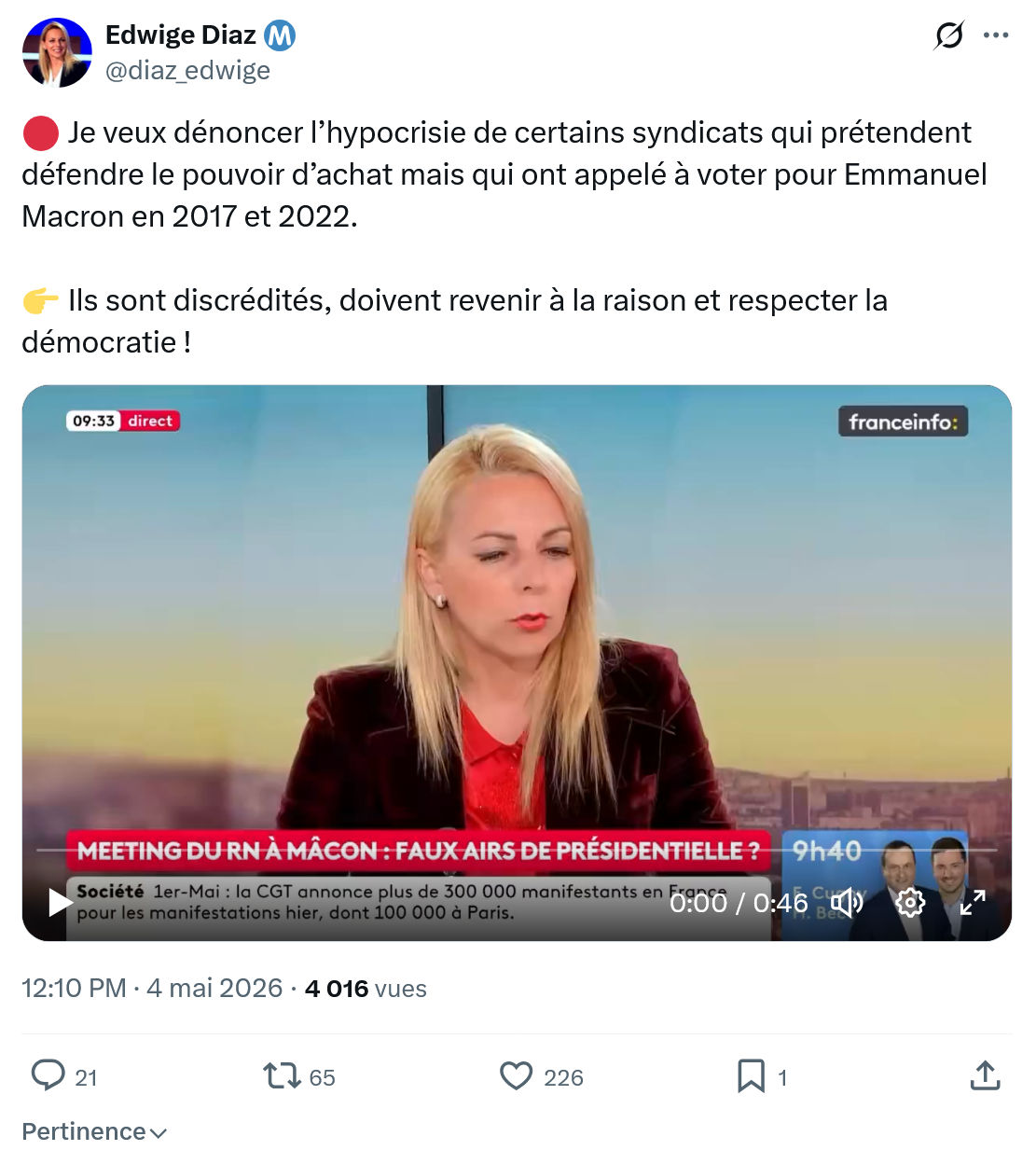 Edwige Diaz: Je veux dénoncer l’hypocrisie de certains…