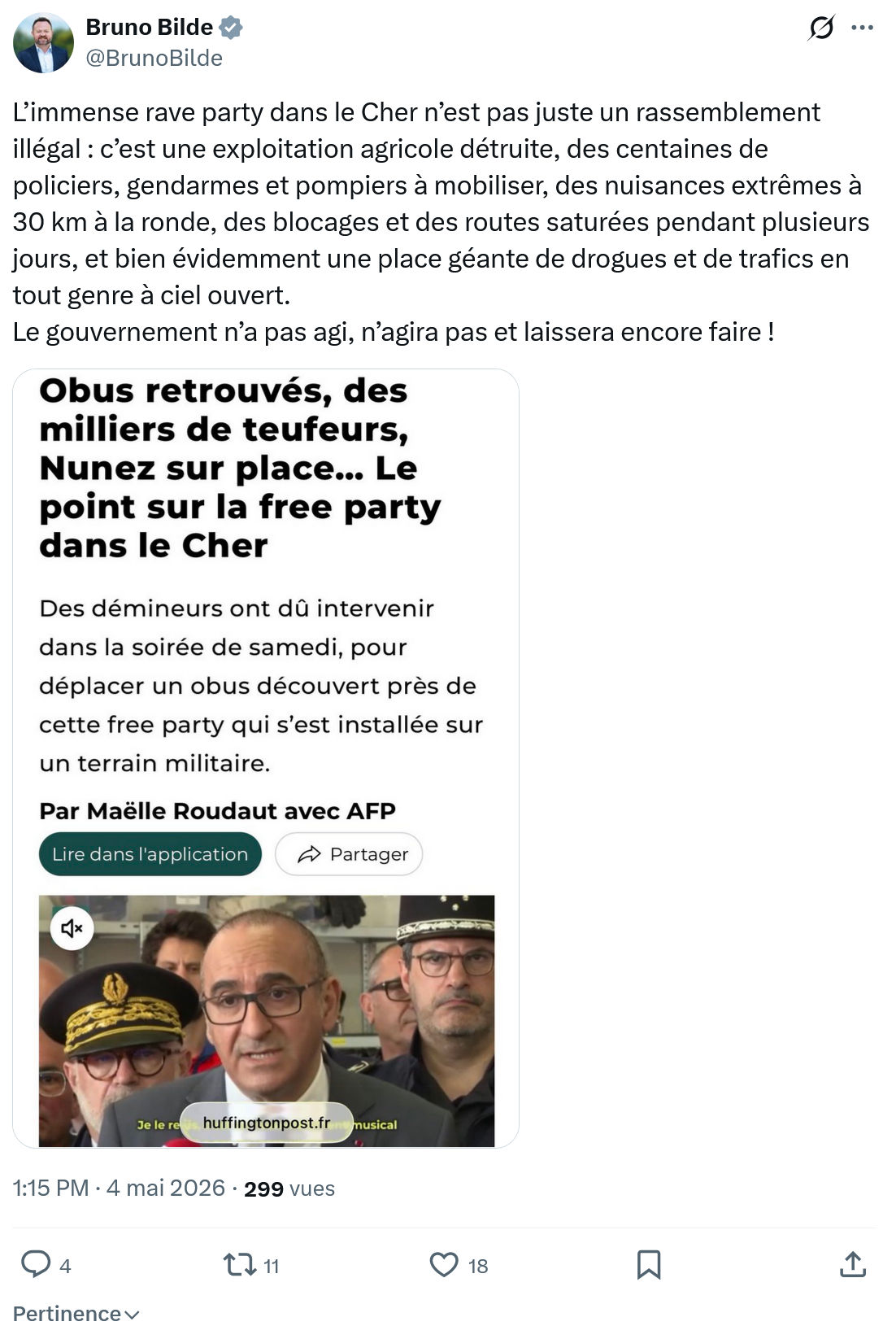Bruno Bilde: L’immense rave party dans le Cher…