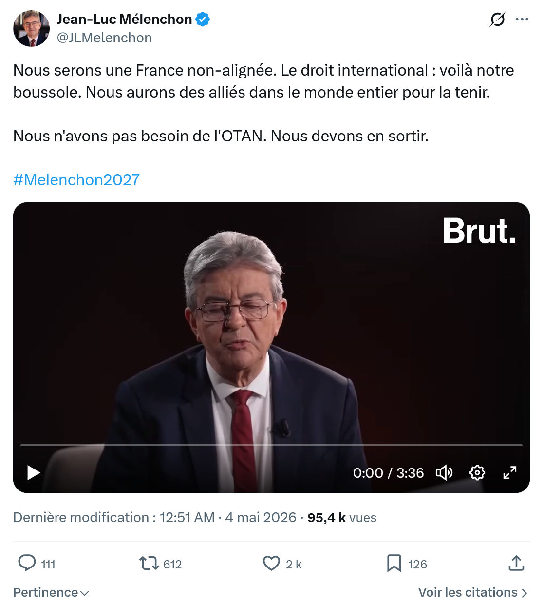 Jean-Luc Mélenchon: Nous serons une France non-alignée…