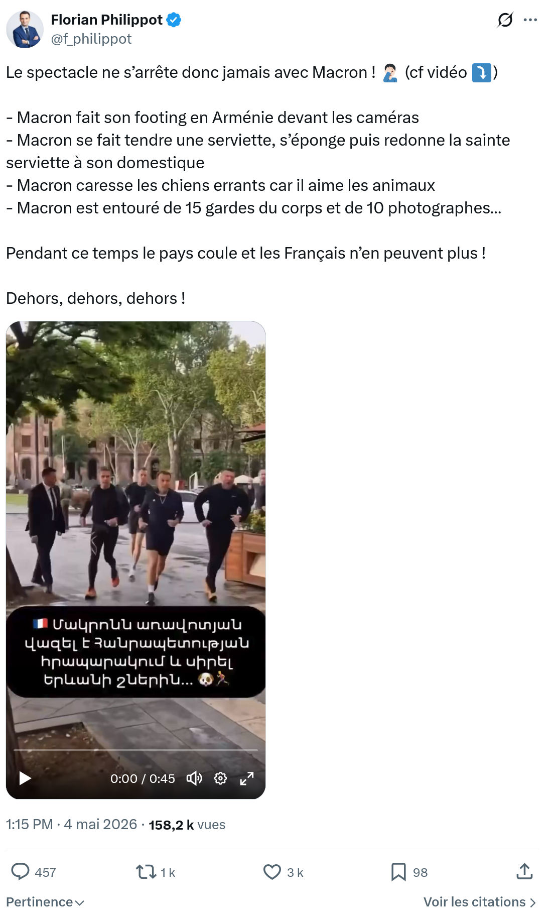 Florian Philippot: Le spectacle ne s’arrête donc…