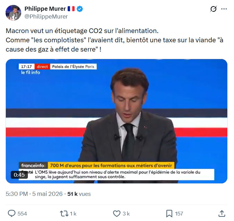 Philippe Murer: Macron veut un étiquetage CO2…
