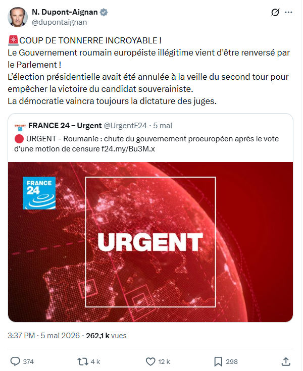 Nicolas Dupont-Aignan: COUP DE TONNERRE INCROYABLE !…