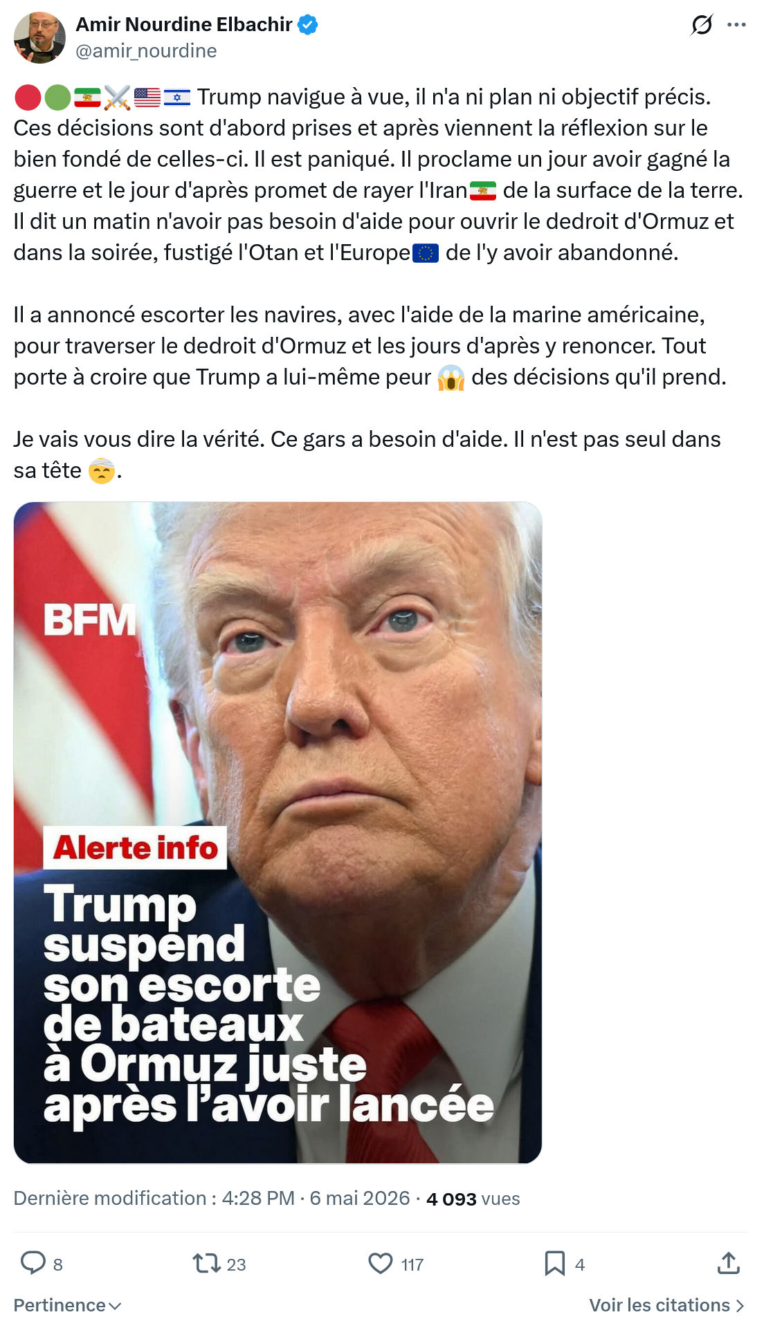 Amir Nourdine Elbachir: Trump navigue à vue…