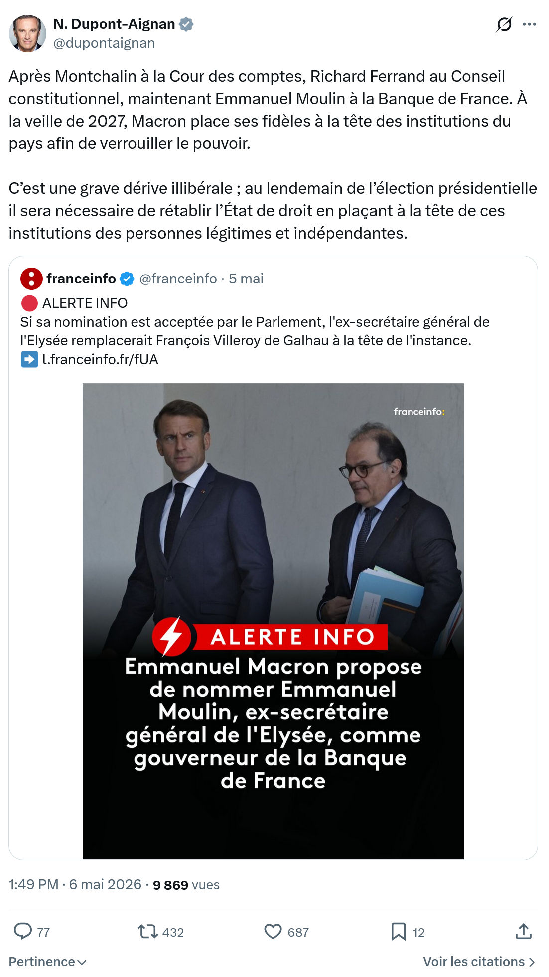 Nicolas Dupont-Aignan: Après Montchalin à la Cour…